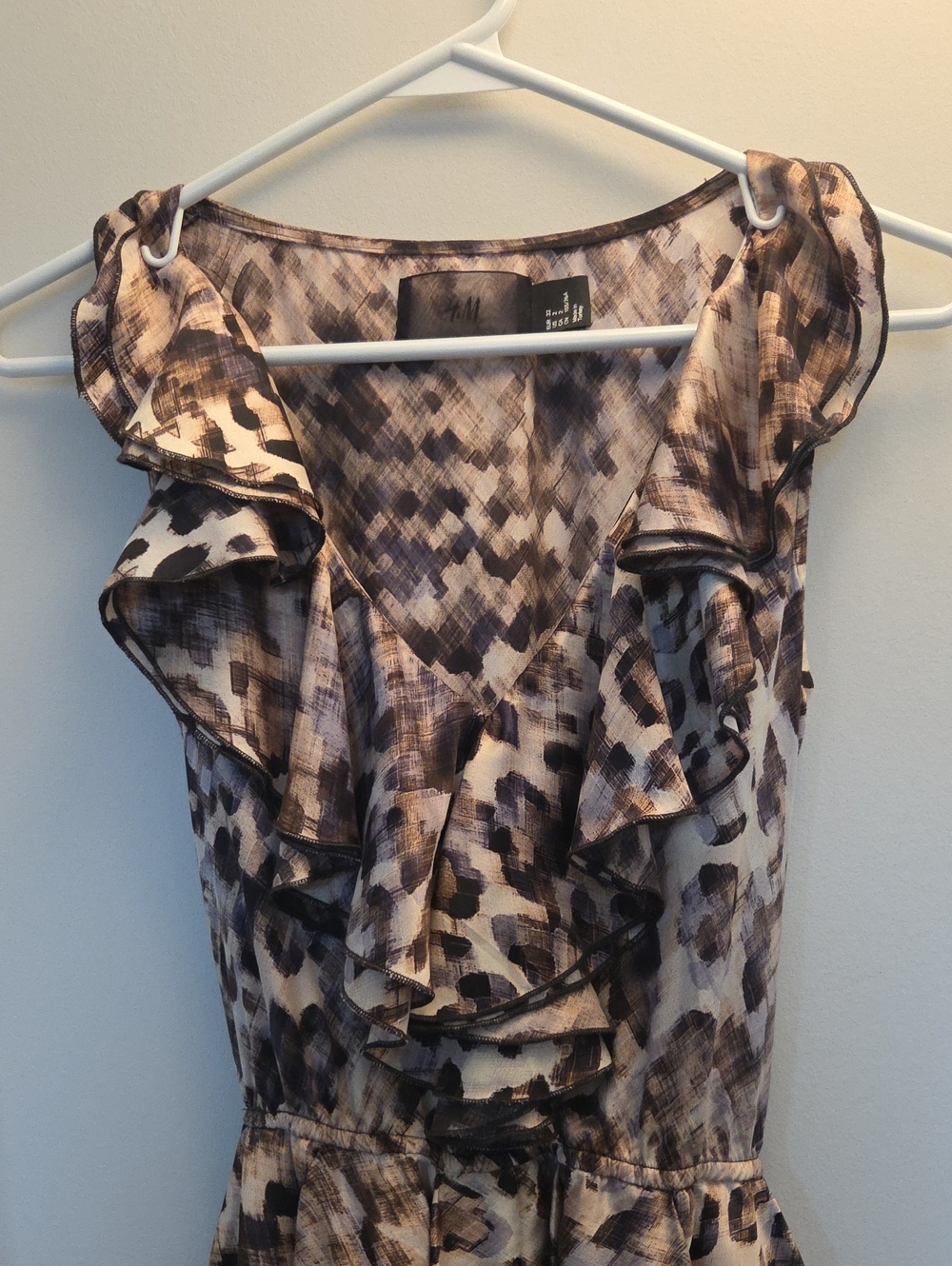 H&M Animal Print Midi Dress in Brown and Cream